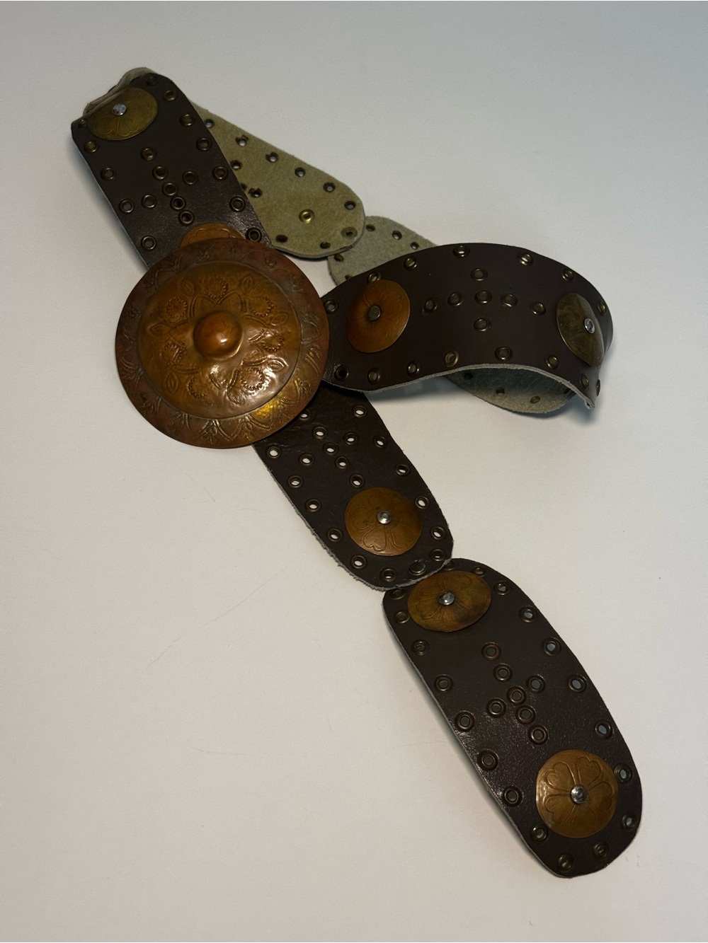 Brown Faux Leather Belt with Brass Hardware